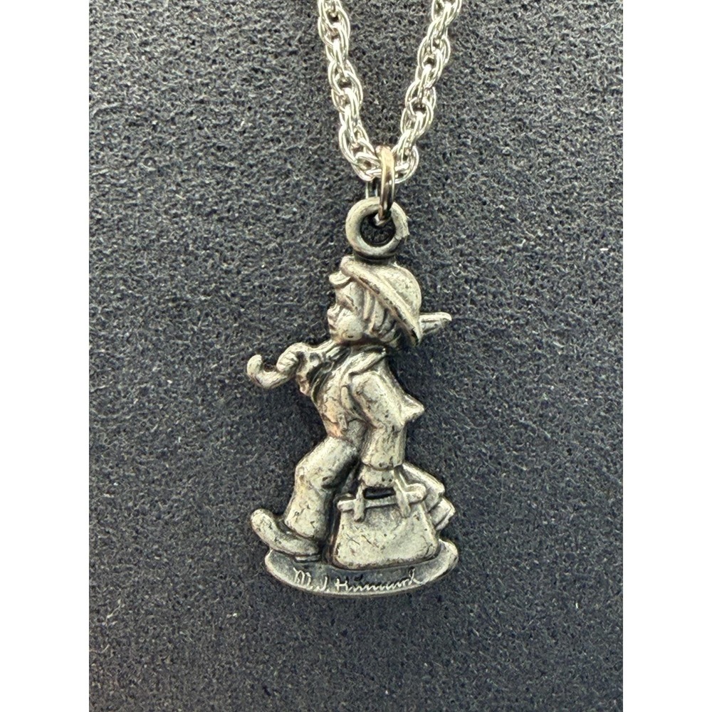 Vintage Pendant Sterling Silver Hummel Club Umbrella Girl Necklace Original Box